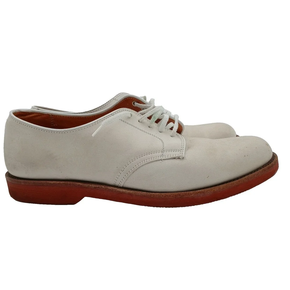 Cole Haan Men's White Suede Leather Oxfords Shoes Red Rubber Soles US‎ Size 9.5